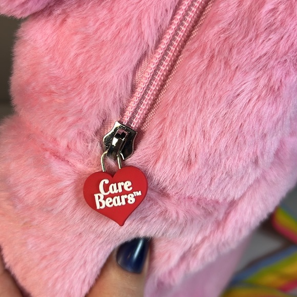 Large Pink Fuzzy Care Bears Plushie Backpack Kawaii - Picture 4 of 9